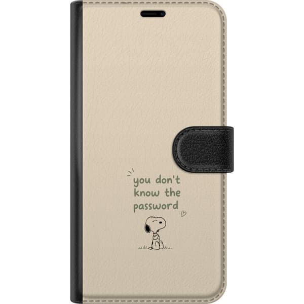 Kompatibel Tegnebogsetui til Apple iPhone 7 Plus Beigemotiv med tegnet hund og humoristisk tekst om adgangskoder