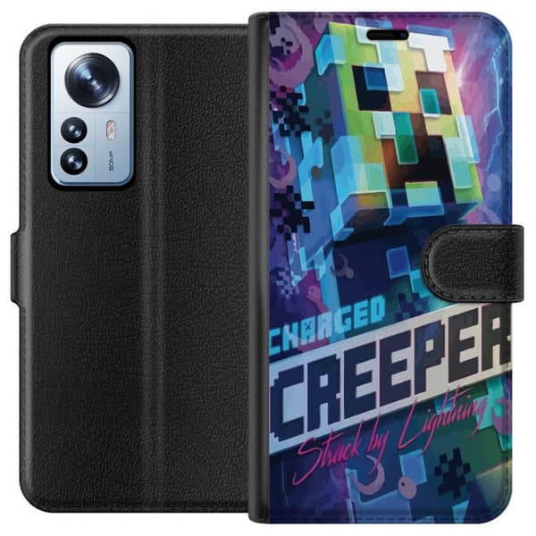 Kompatibel Tegnebogsetui til Xiaomi 12 Pro Minecraft Creeper