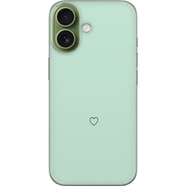 Kompatibel Mobilcover til Apple iPhone 18 Enkel sort hjertekontur centreret mod mintgrøn baggrund