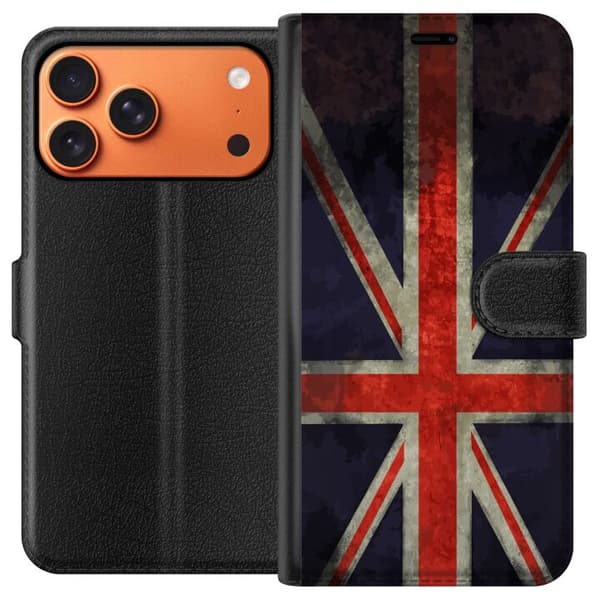 Kompatibel Tegnebogsetui til Apple iPhone 17 Pro Max Britisk flag med rustik følelse