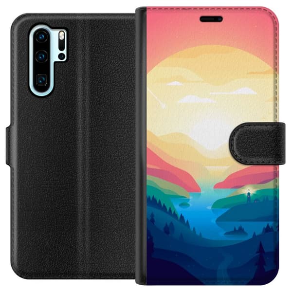 Kompatibel Tegnebogsetui til Huawei P30 Pro Lyserød horisont