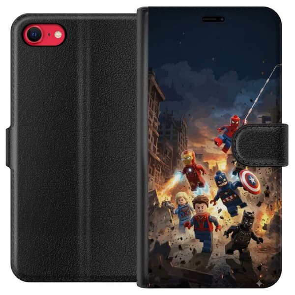 Kompatibel Tegnebogsetui til Apple iPhone 7 Actionfyldt LEGO Marvel-motiv til superheltfans