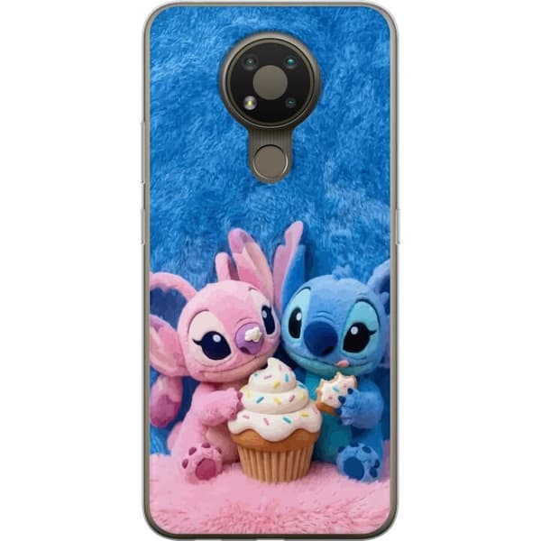 Kompatibel Mobilcover til Nokia 3.4 Søde blå og lyserøde figurer med stor cupcake og krymmel