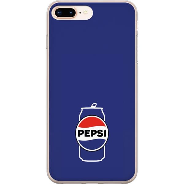 Kompatibelt Mobildeksel til Apple iPhone 8 Plus Klassisk Pepsi-design med minimalistisk blå bakgrunn