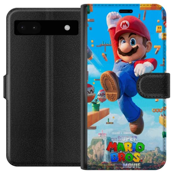 Kompatibel Tegnebogsetui til Google Pixel 6a Dynamisk spilmotiv med Mario og ikoniske platforme