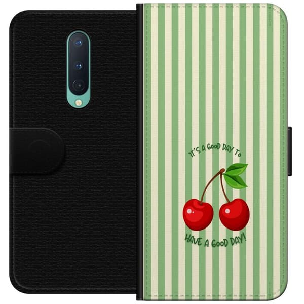Kompatibelt Lommeboketui til OnePlus 8 Søtt kirsebærbilde med hjerteformet design