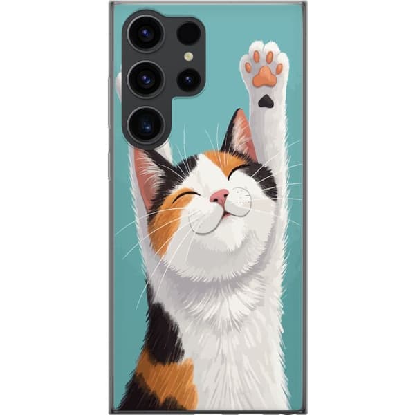 Kompatibelt Mobildeksel til Samsung Galaxy S24 Ultra Glad trefärgad katt
