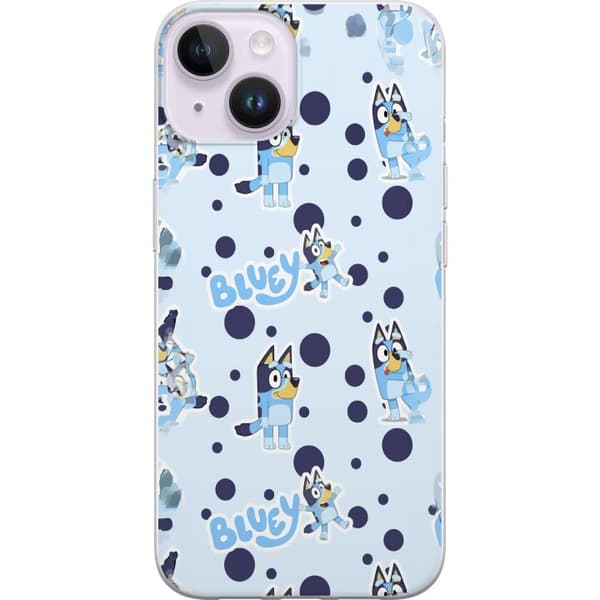 Kompatibelt Mobildeksel til Apple iPhone 15 Plus Bluey-mønster i lyseblå design