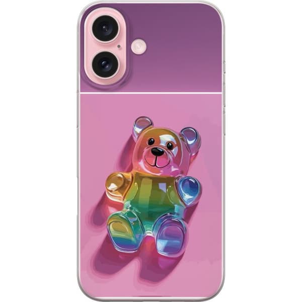 Kompatibelt Mobilskal till Apple iPhone 16 Gullig nalledesign med regnbågstema