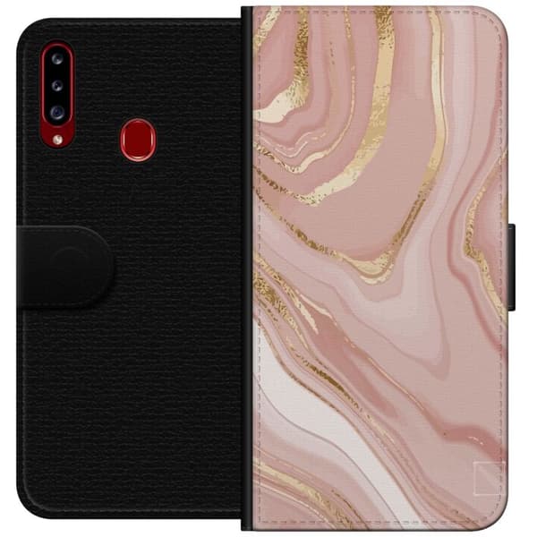 Kompatibelt Plånboksfodral till Samsung Galaxy A20s Marmor Rosa