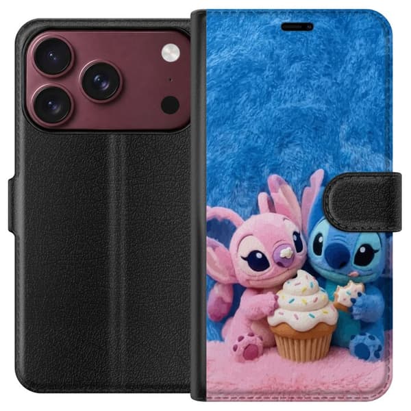 Kompatibel Tegnebogsetui til Apple iPhone 18 Pro Søde blå og lyserøde figurer med stor cupcake og krymmel