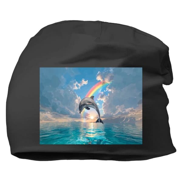 Beanie til Voksen | Klassisk Hue i Blødt Materiale Sort One-size Delfin och regnbåge Delfin och regnbåge Sort One-size