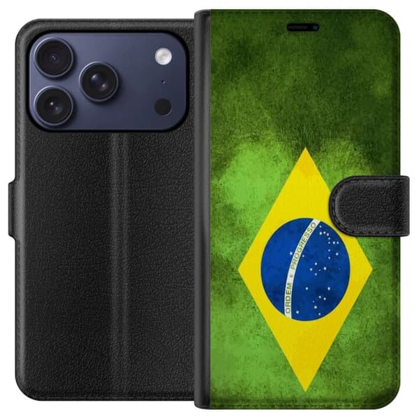 Kompatibelt Lommeboketui til Apple iPhone 17 Pro Brasiliansk flagg med rustikk tekstur