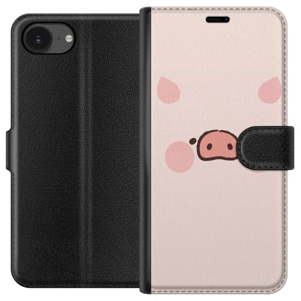 Kompatibelt Plånboksfodral till Apple iPhone 16e Minimalistiskt grisansikte
