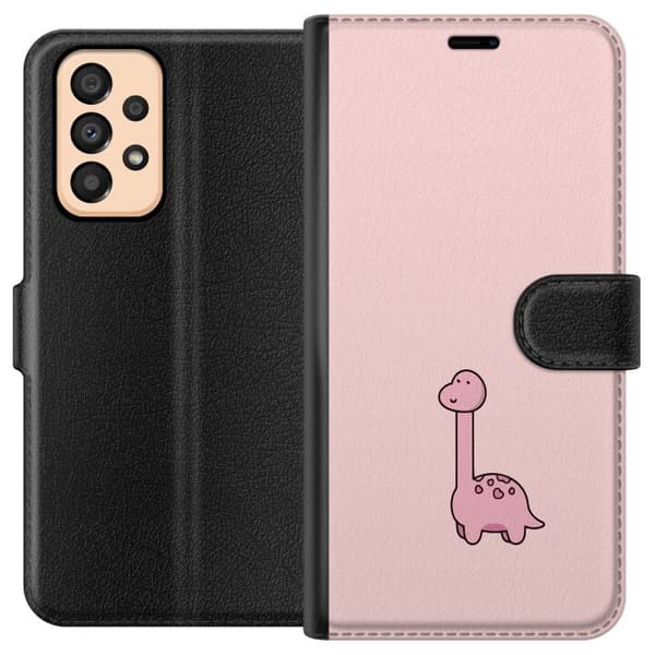 Kompatibel Tegnebogsetui til Samsung Galaxy A33 5G Rosa dinosaur