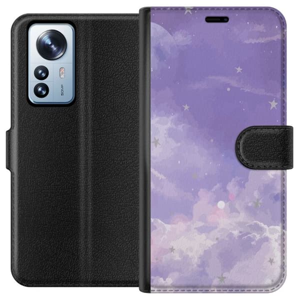 Kompatibel Tegnebogsetui til Xiaomi 12 Pro Lilla himmel