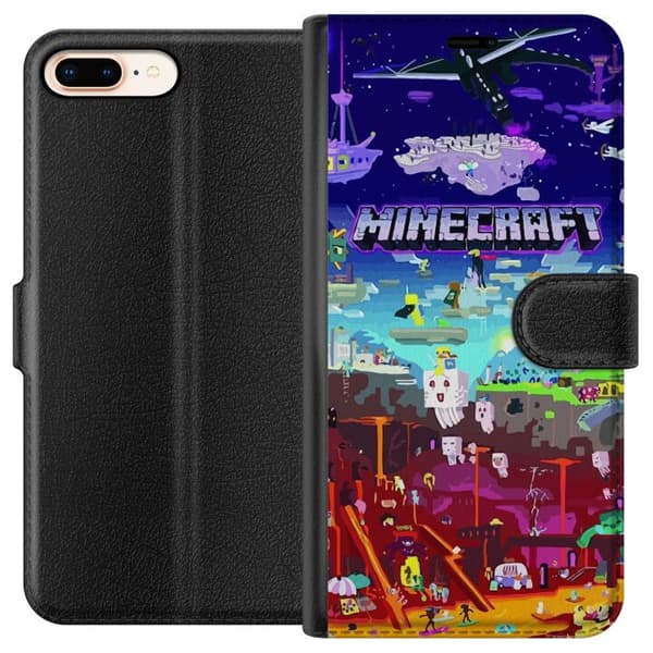 Kompatibelt Lommeboketui til Apple iPhone 8 Plus MineCraft