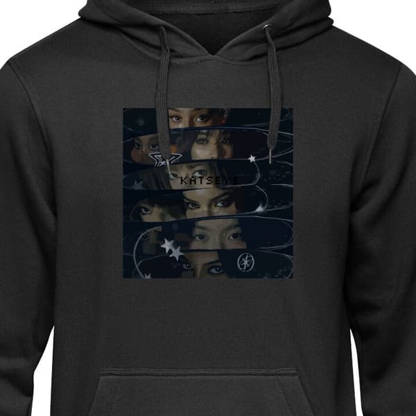 Klassisk Hoodie | Hættetrøje til Voksne Sort Stor KATSEYE KATSEYE Sort Stor