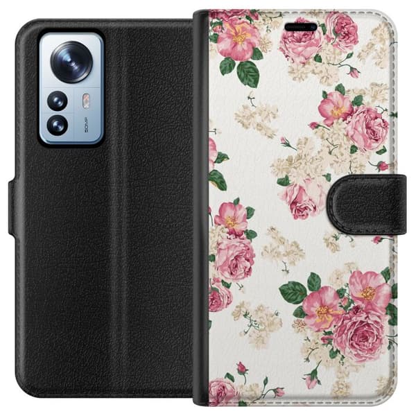 Kompatibel Tegnebogsetui til Xiaomi 12 Pro Retro Blomster