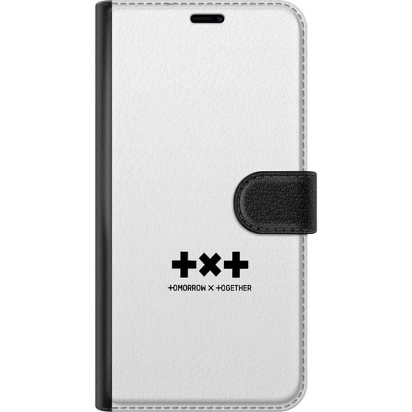 Kompatibel Tegnebogsetui til Apple iPhone 12 mini Tomorrow X Together-motiv i sort og hvid med geometriske symboler og tekst