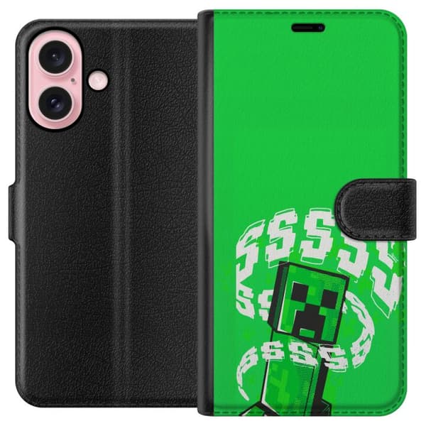 Kompatibelt Plånboksfodral till Apple iPhone 16 Grön pixelfigur