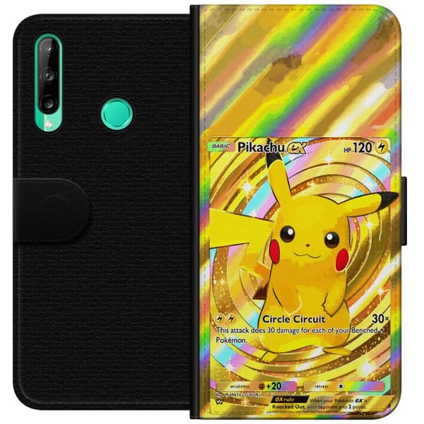 Kompatibel Tegnebogsetui til Huawei P40 lite E Skinnende Pikachu EX-design med samlertankelset