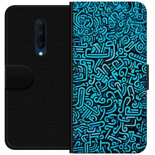 Kompatibelt Plånboksfodral till OnePlus 7T Pro Blå abstrakt graffiti
