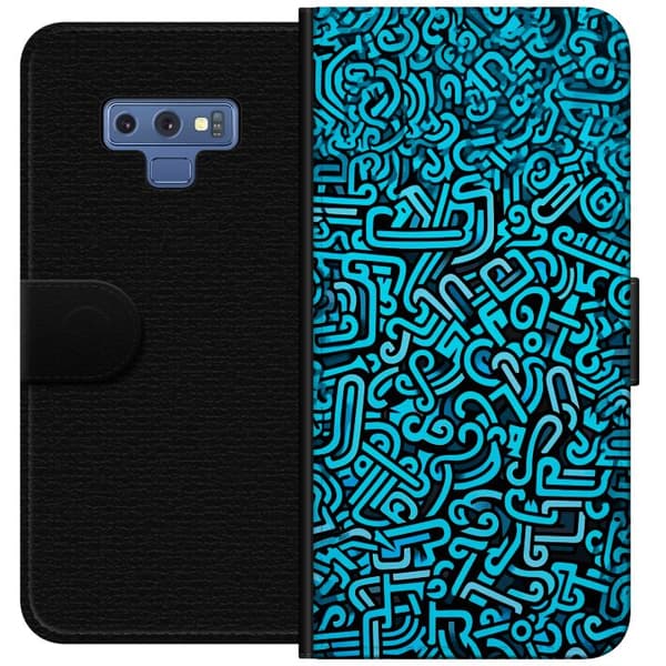 Kompatibelt Plånboksfodral till Samsung Galaxy Note9 Blå abstrakt graffiti