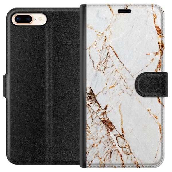 Kompatibel Tegnebogsetui til Apple iPhone 8 Plus Gyldne årer