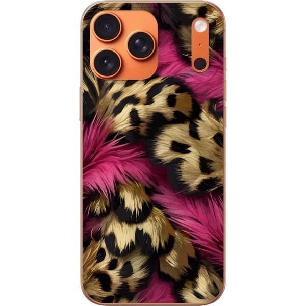 Kompatibelt Mobildeksel til Apple iPhone 17 Pro Max Mykt leopardmønster med rosa detaljer