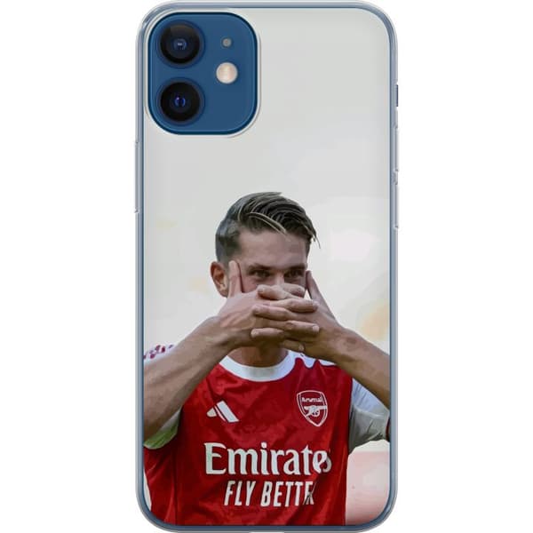 Kompatibelt Mobildeksel til Apple iPhone 12 Martin Ødegaard kunst – Nærbildeillustrasjon i Arsenal-drakt
