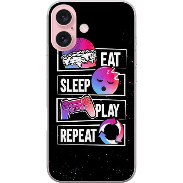 Kompatibelt Mobildeksel til Apple iPhone 16 Spise Sov Spille