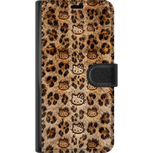 Kompatibel Tegnebogsetui til Google Pixel 7a Leopardmønster med søde kattemotiver og blød pelsstruktur