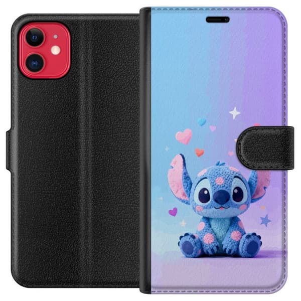 Kompatibel Tegnebogsetui til Apple iPhone 11 Sød blå fantasifigur med lyserøde hjerter og stjerner