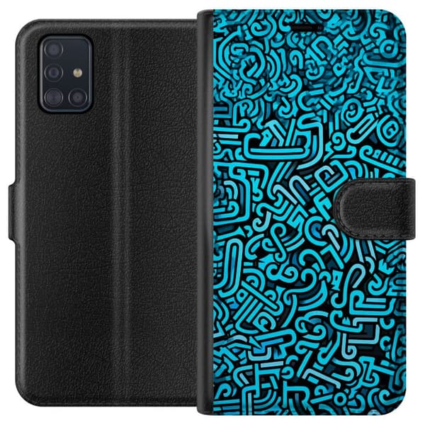 Kompatibel Tegnebogsetui til Samsung Galaxy A51 Blå abstrakt graffiti