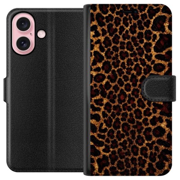 Yhteensopiva Lompakkokotelo Apple iPhone 16 Leopardikuvake
