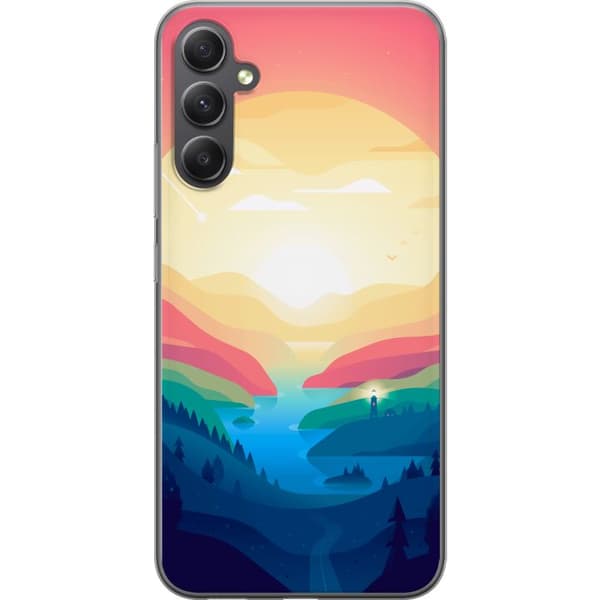 Kompatibelt Mobilskal till Samsung Galaxy A35 Pink Horizon
