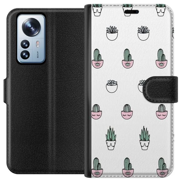 Kompatibel Tegnebogsetui til Xiaomi 12 Pro Kaktus Mönster