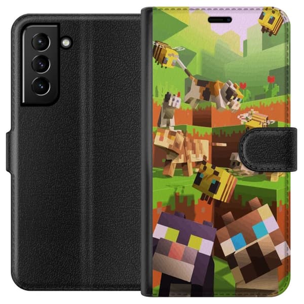 Kompatibelt Lommeboketui til Samsung Galaxy S21+ 5G MineCraft