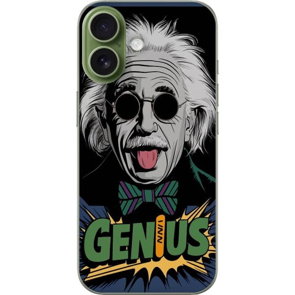 Kompatibelt Mobildeksel til Apple iPhone 18 Illustrert vitenskapsmann med solbriller og leken Genius-tekst