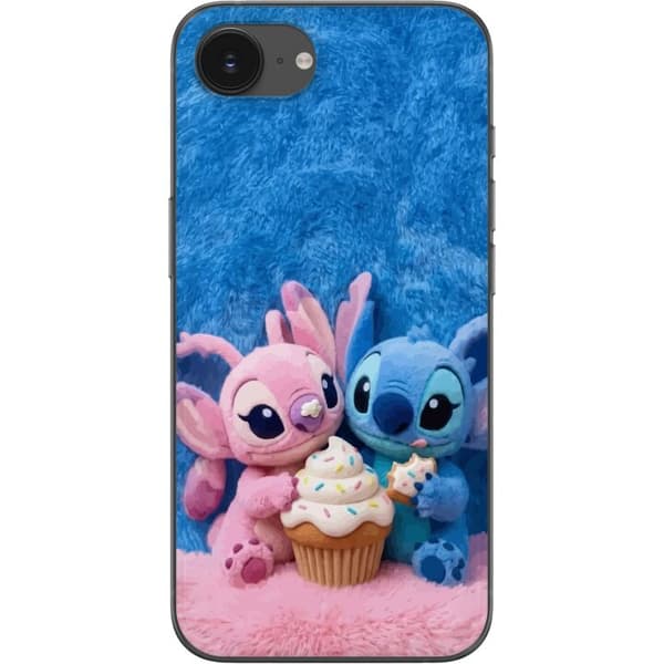 Kompatibel Mobilcover til Apple iPhone 16e Søde blå og lyserøde figurer med stor cupcake og krymmel