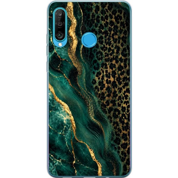 Kompatibelt Mobilskal till Huawei P30 lite Emerald Leopard