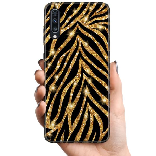 Kompatibelt Mobildeksel til Samsung Galaxy A70 Gull & Glitter
