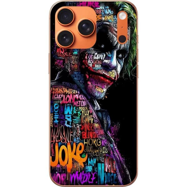 Kompatibel Mobilcover til Apple iPhone 18 Pro Max Farverig typografisk klovnefigur mod sort baggrund