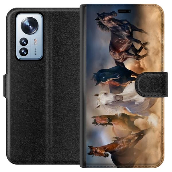 Kompatibelt Plånboksfodral till Xiaomi 12 Pro Hästar