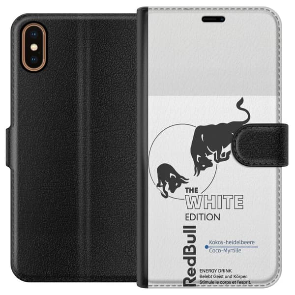 Kompatibel Tegnebogsetui til Apple iPhone X Moderne Red Bull White Edition design