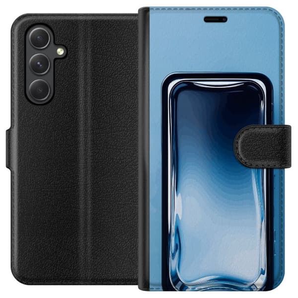 Kompatibel Tegnebogsetui til Samsung Galaxy A35 Blå glaseffekt