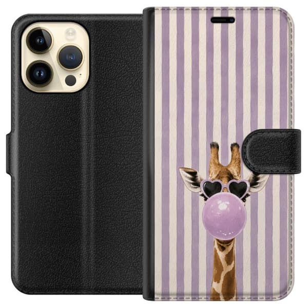 Kompatibelt Lommeboketui til Apple iPhone 14 Pro Max Giraff med tuggummibubbla