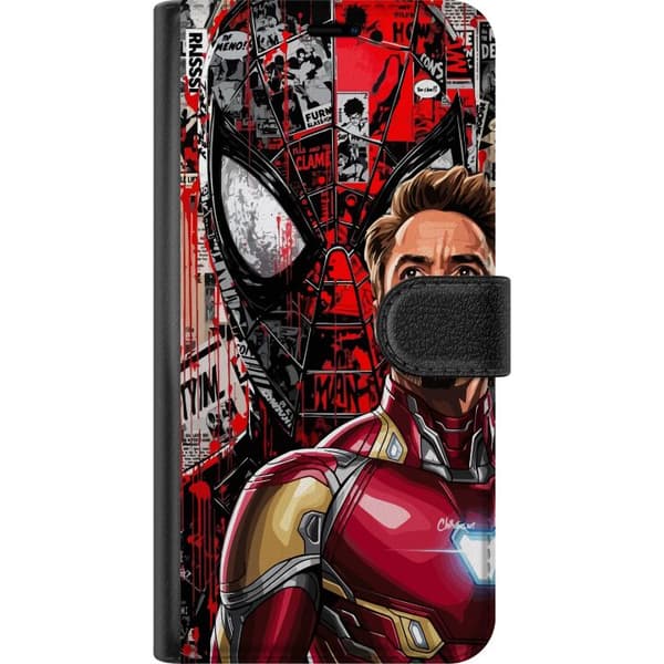 Kompatibel Tegnebogsetui til Google Pixel 6a Dynamisk superhelte-collage i pop art-stil med intens action