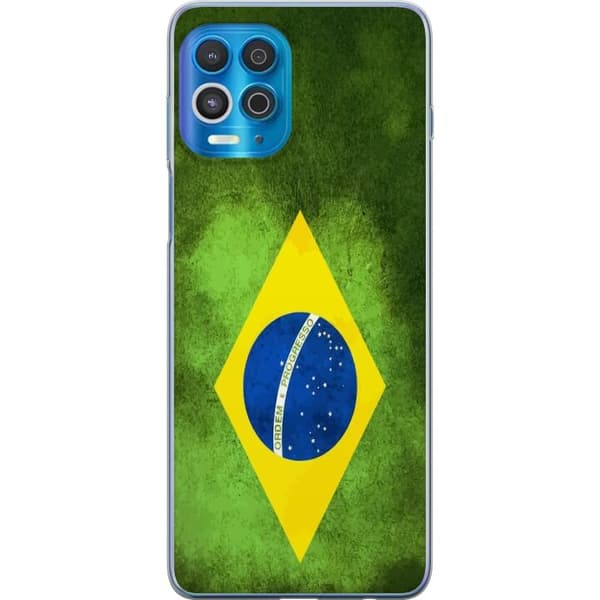 Kompatibelt Mobildeksel til Motorola Edge S Brasiliansk flagg med rustikk tekstur
